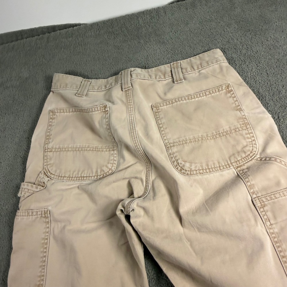 Carhartt Mens Tan Relaxed Fit Carpenter Work Pants 34x32 Distressed Canvas